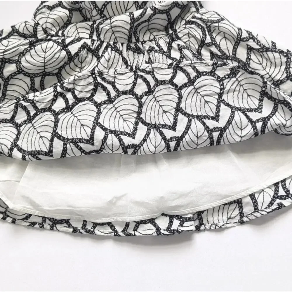 Janie and Jack Palm Leaf Cotton Eyelet Dress in Jet Ivory Black & White Size 2T